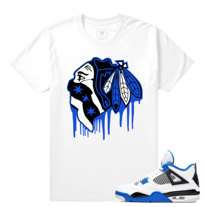 Match Jordan 4 Motorsport | Black Hawks Drip | White T shirt