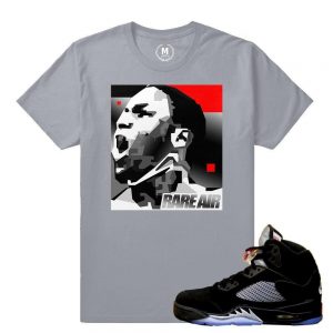 Match Jordan 5 Black Metallic OG | MJ MonoChrome | Grey T shirt