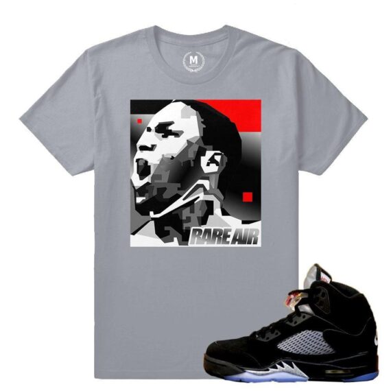 Match Jordan 5 Black Metallic OG | MJ MonoChrome | Grey T shirt