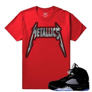 Match Jordan 5 Black Metallic OG | Metallic 5s | Red T shirt