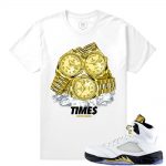 Match Olympic 5 Jordan Retro| Dxpe Gods Time is Money |White T shirt