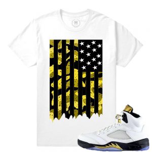 Match Olympic 5 Jordan Retro| Camo Flag |White T shirt