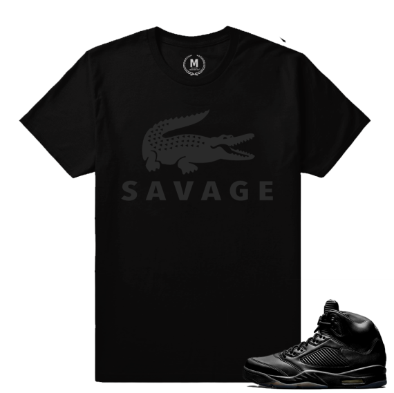 Retro 5 Pinnacle Black sneaker t shirt - Savage - Black