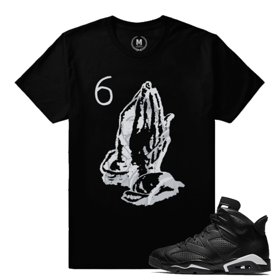 Match Jordan 6 Black Cat | 6 God | Black T shirt