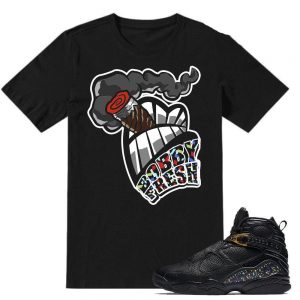 Match Jordan 8 Championship Pack Confetti 8s| Cigar Smoke | Black T shirt