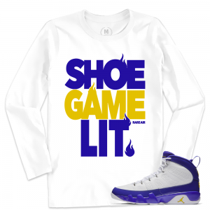 Match Jordan 9 Kobe | Shoe Game Lit | White Long Sleeve T shirt