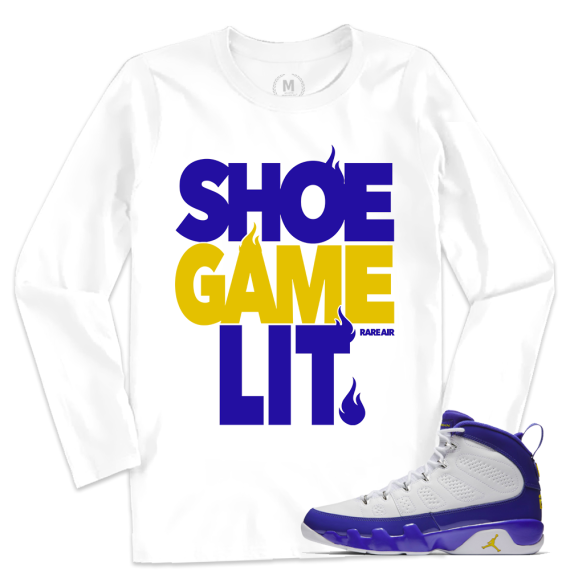 Match Jordan 9 Kobe | Shoe Game Lit | White Long Sleeve T shirt