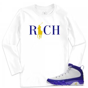 Match Jordan 9 Kobe | Country Club Rich | White Long Sleeve T shirt