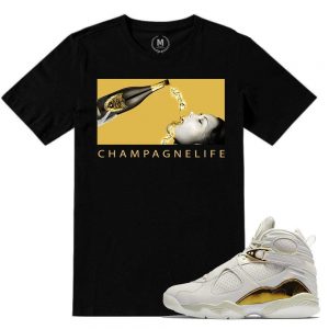 Match Jordan 8 Championship Pack Trophy 8s | Champagne Life | Black T shirt