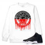 Match Neoprene 12s Jordan Retro | Medusa Two Tone Drip | White Crewneck Sweatshirt