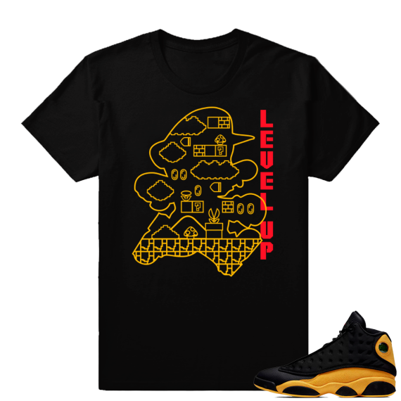 Match Jordan Retro 13 sneaker apparel | Level Up | Black shirt