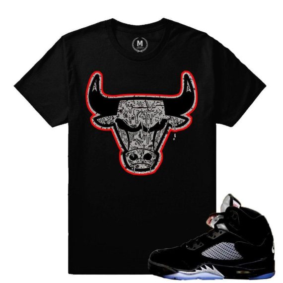 Match Jordan 5 Black Metallic OG | Bull Drip | Black T shirt