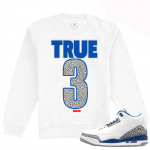 Match Jordan 3 True Blue OG | True Jumbo 3 | White Crewneck Sweatshirt