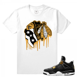 Match Jordan 4 Royalty | Black Hawks Drip | White T shirt