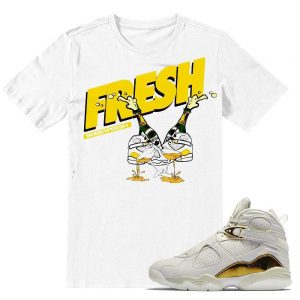 Match Jordan 8 Championship Pack Trophy 8s | Champagne 8s| White T shirt