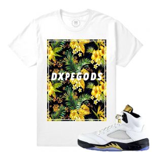 Match Olympic 5 Jordan Retro| Dxpe Gods Floral |White T shirt