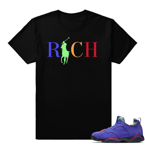 Match Jordan 7 NRG Bright Concord shirt | Country Club Rich | Black Shirt