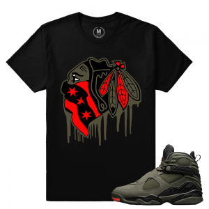 Match Jordan 8 Take Flight | Black Hawks Drip | Black T shirt