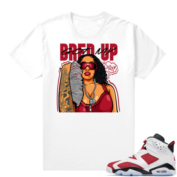 Match Jordan Carmine 6 Shirt White Bred Up