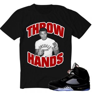 Match Jordan 5 Black Metallic OG | Ali Throw Hands| Black T shirt