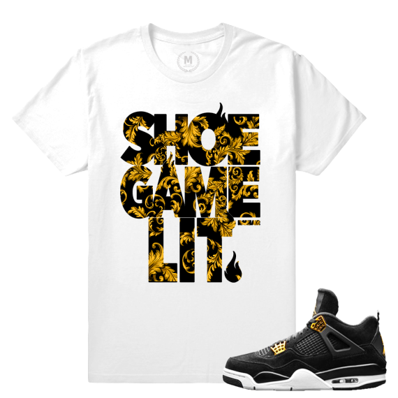 Match Jordan 4 Royalty | Shoe Game Lit | White T shirt