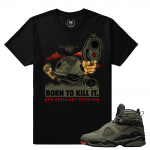 Match Jordan 8 Take Flight | 8th Artillery Division | Black T shirt