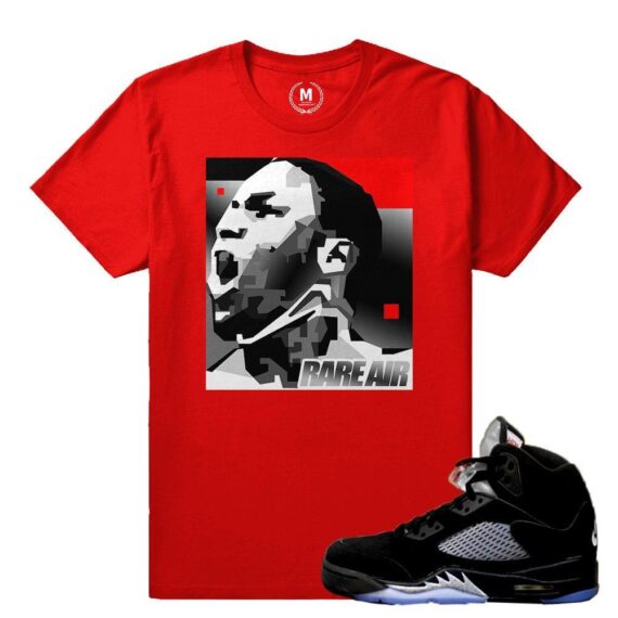 Match Jordan 5 Black Metallic OG | MJ MonoChrome | Red T shirt