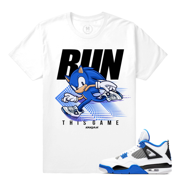 Match Jordan 4 Motorsport | Run This Game | White T shirt