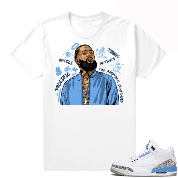 Match UNC 3s Jordan shirts - White - Nipsey Tribute