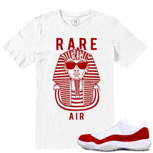 Match Varsity Red 11 lows Jordan Retros | Rare Kings | White T shirt