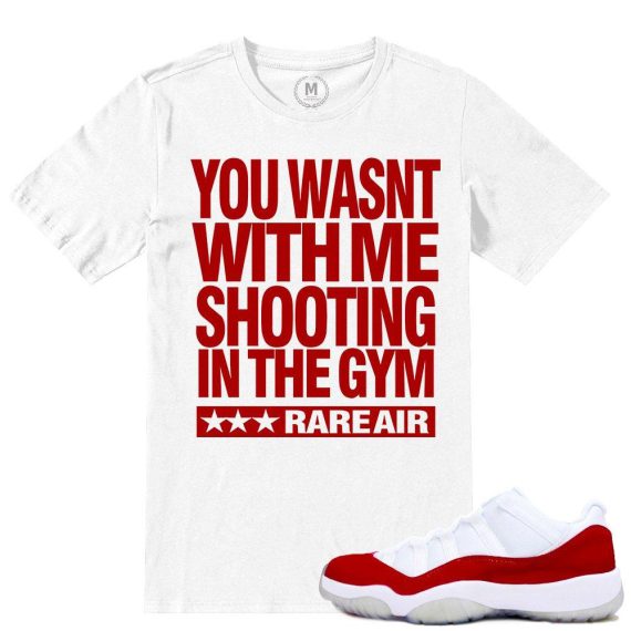 Match Varsity Red 11 lows Jordan Retros | Shooting in the Gym | White T shirt