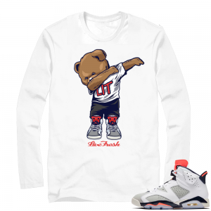 Match White Jordan 6 Tinker | Dabbin Bear | White Long Sleeve shirt