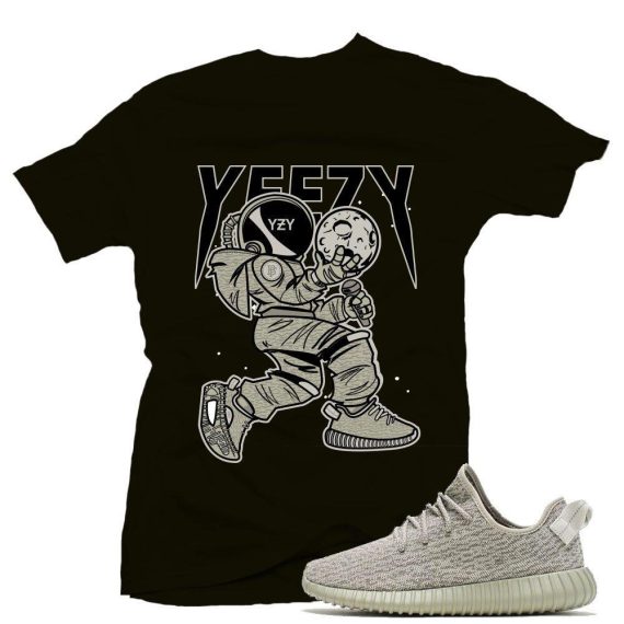 Match Yeezy 350 Boost Moonrock | Yeezy Moon Man|Black T shirt