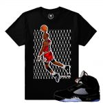 Match Jordan 5 Black Metallic OG | Rare Air in the 5s| Black T shirt