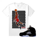 Match Jordan 5 Black Metallic OG | Rare Air in the 5s| White T shirt