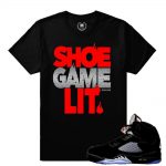 Match Jordan 5 Black Metallic OG |Shoe Game Lit| Black T shirt