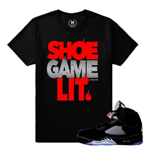 Match Jordan 5 Black Metallic OG |Shoe Game Lit| Black T shirt