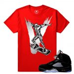 Match Jordan 5 Black Metallic OG | Surfing 5s | Red T shirt