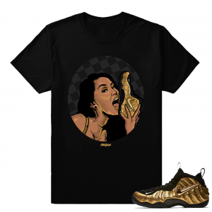 Metallic Gold Foamposites Sneakerhead Black T shirt