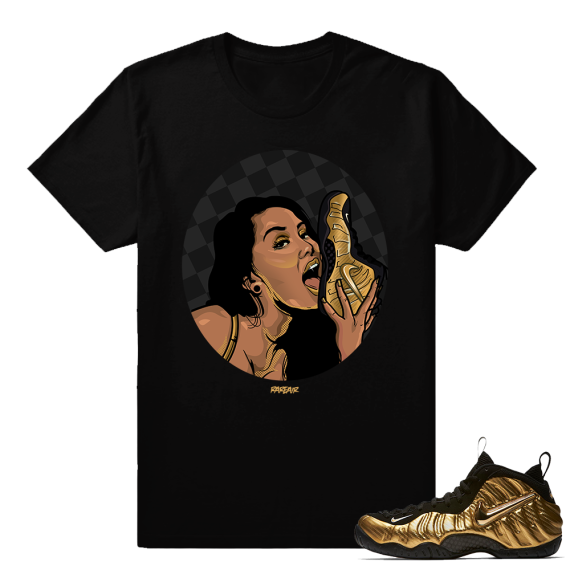 Metallic Gold Foamposites Sneakerhead Black T shirt