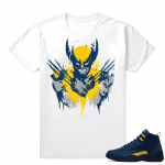 Michigan 12s sneaker tees shirt  Wolverine  White Tee