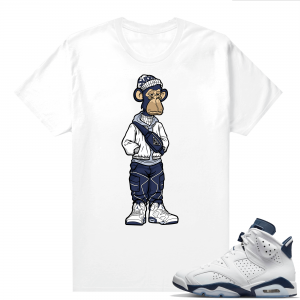 Midnight Navy 6s  Tees White Bored Ape Sneakerhead