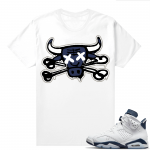 Midnight Navy 6s  Tees White Bully Bones