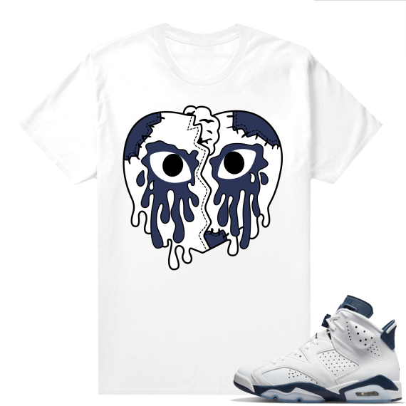 Midnight Navy 6s  Tees White Crying Heart