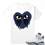 Midnight Navy 6s  Tees White Crying Heart V2