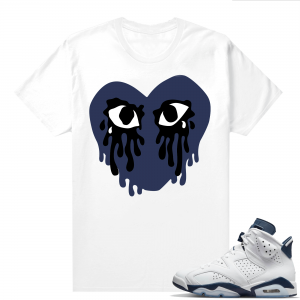 Midnight Navy 6s  Tees White Crying Heart V2