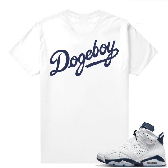 Midnight Navy 6s  Tees White Dogeboy