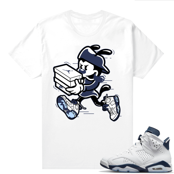 Midnight Navy 6s  Tees White Double Up