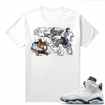 Midnight Navy 6s  Tees White Finessed