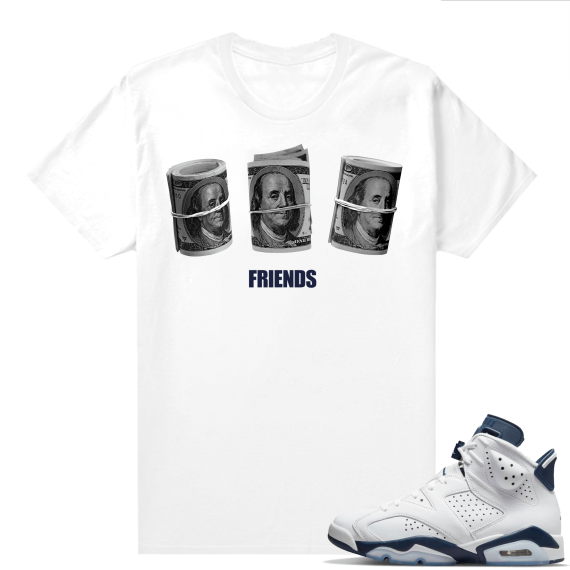 Midnight Navy 6s  Tees White Friends